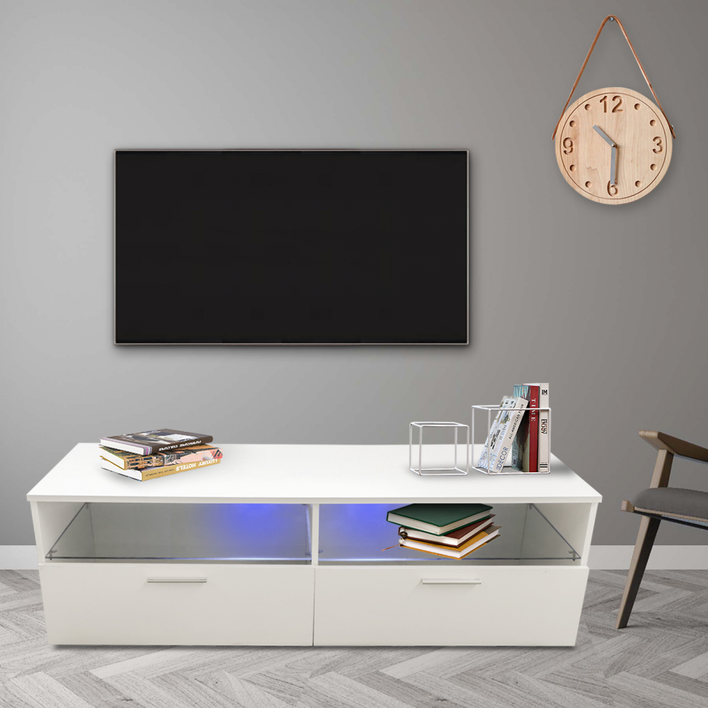 TV kast dressoir Sieno - media meubel game set up - LED verlichting - wit - alternatieve afbeelding