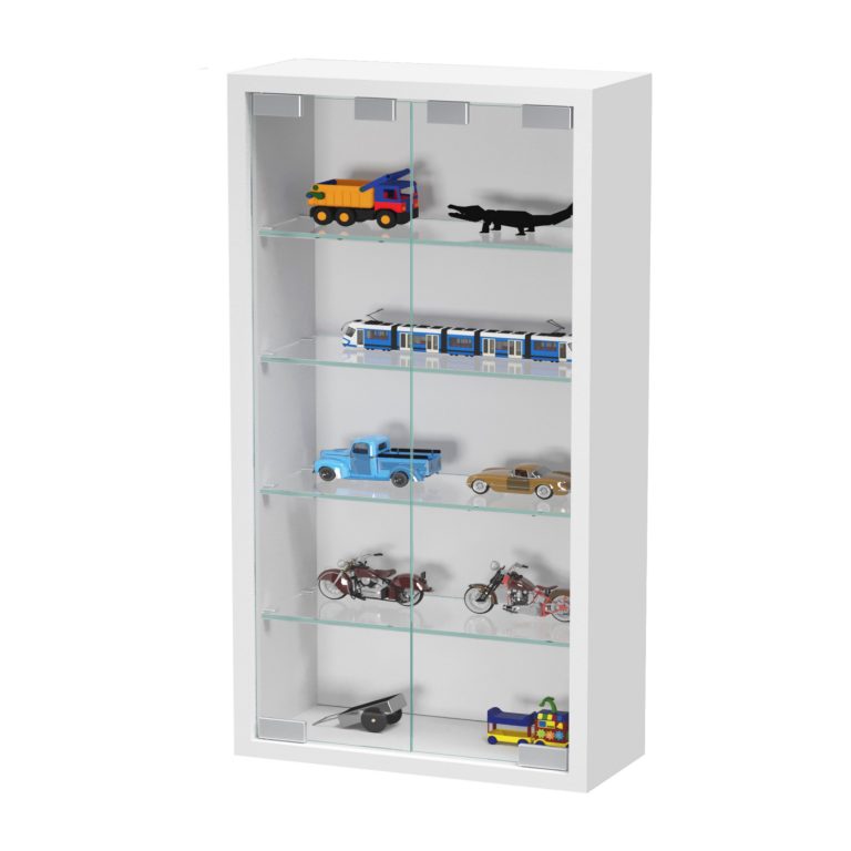 VDD Vitrinekast - Openslaande Glazen Deuren - 60 x 30 x 13 cm - Wit