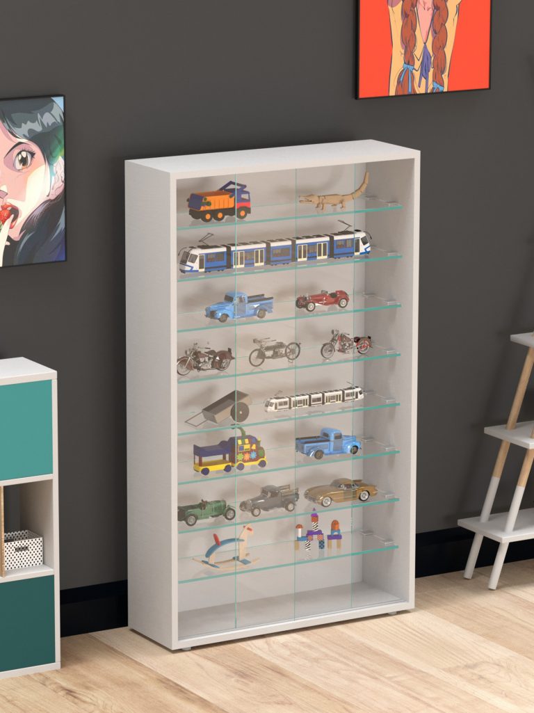 VDD Vitrinekast - Glazen Schuifdeuren - 105 x 60 x 20 cm - Wit - alternatieve afbeelding