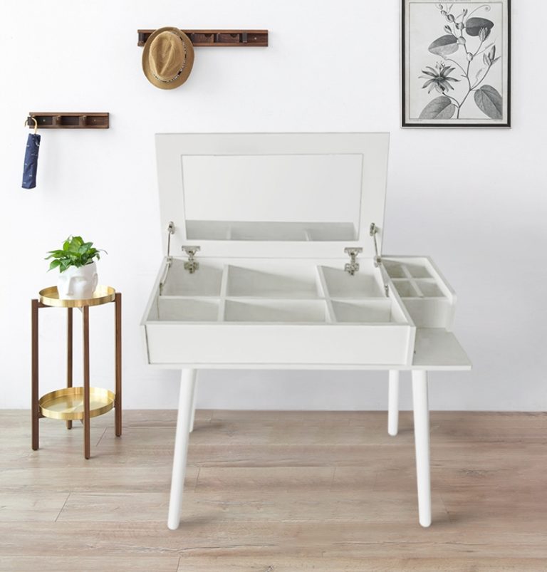 Kaptafel make up visagie opmaaktafel bureau met inklapbare spiegel 90 cm breed - alternatieve afbeelding
