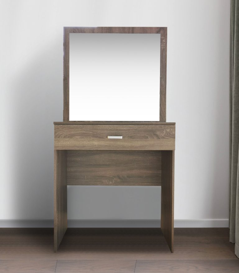 VDD - Kaptafel make up visagie opmaaktafel - toilettafel - met grote spiegel - bruin - alternatieve afbeelding