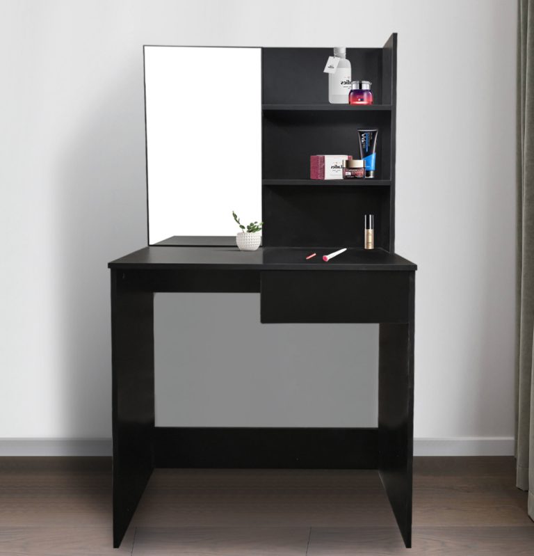 Kaptafel make up visagie tafel - toilettafel - met spiegel - zwart - alternatieve afbeelding