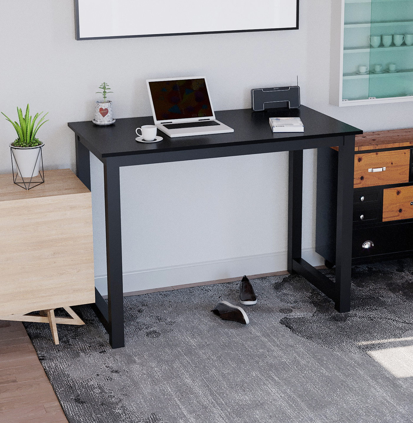 Bureau tafel - keukentafel - 110 cm breed - zwart - alternatieve afbeelding