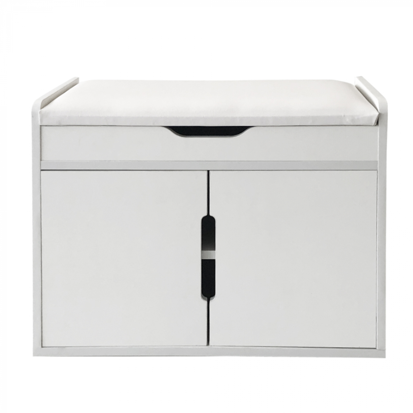 Schoenenkast bankje hal met opbergruimte - schoenenrek - opklapbaar met zitkussen wit - alternatieve afbeelding