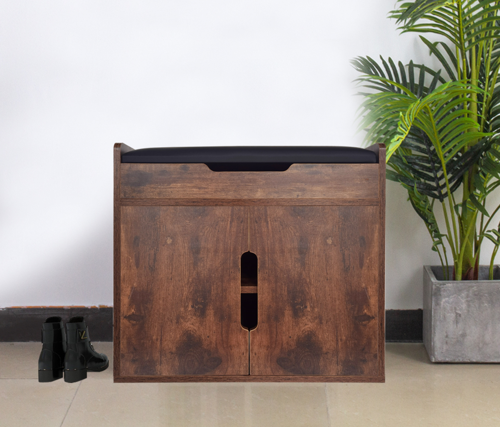 VDD Schoenenenbank - Kast - Opbergkast - Opbergruimte - Schoenenrek - Opklapbaar met Zitkussen - Bruin - alternatieve afbeelding