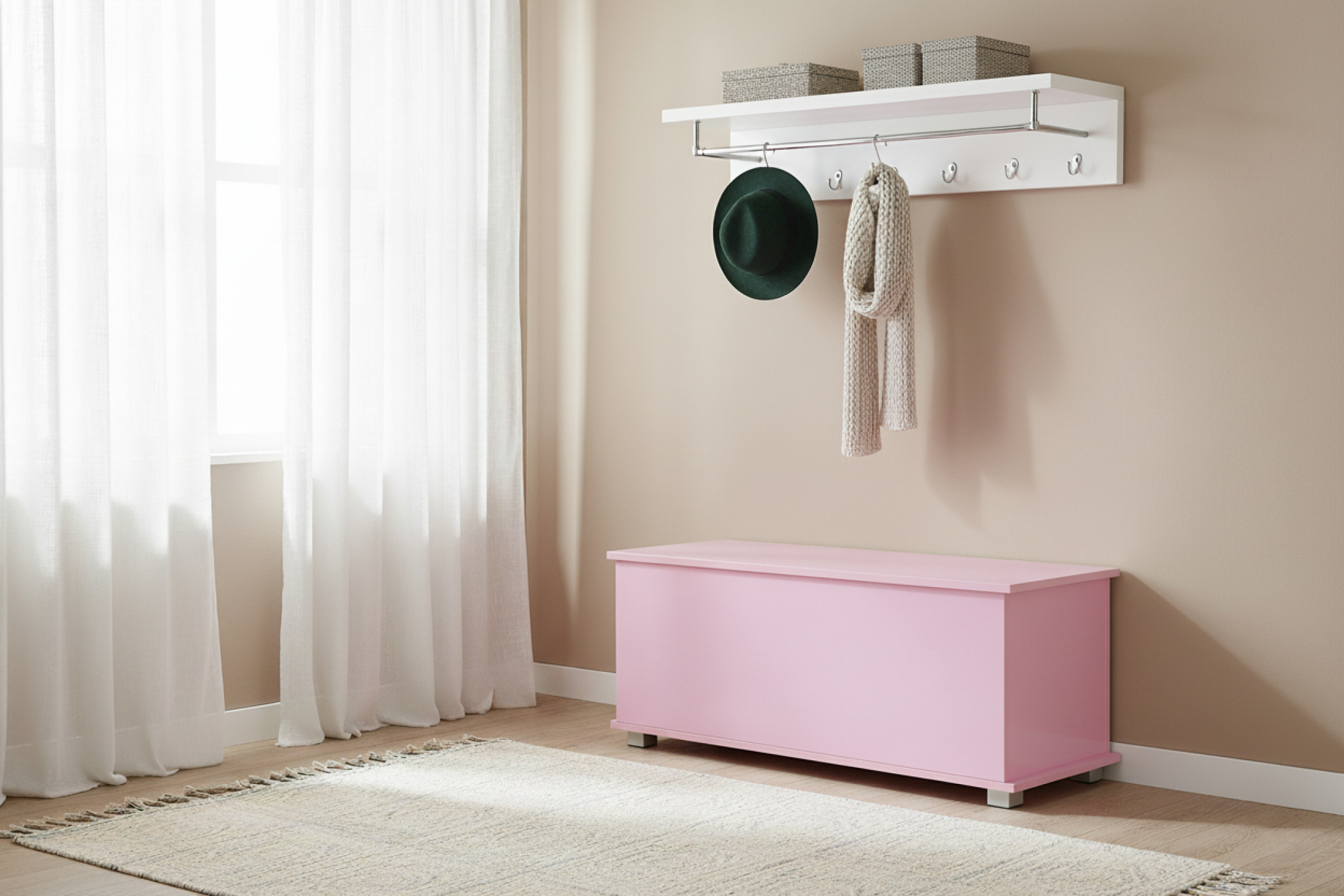 VDD - Opbergkist - speelgoedkist - dekenkist - 100 cm breed - roze - alternatieve afbeelding