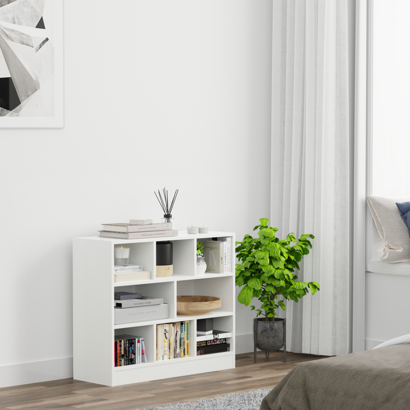 VDD – Vakkenkast – Wandkast – Vakkenkast Wit – Vakken Kast – Wandkastje – Wandkasten – Wandkasten Woonkamer – 8 Vakken – Wit - alternatieve afbeelding