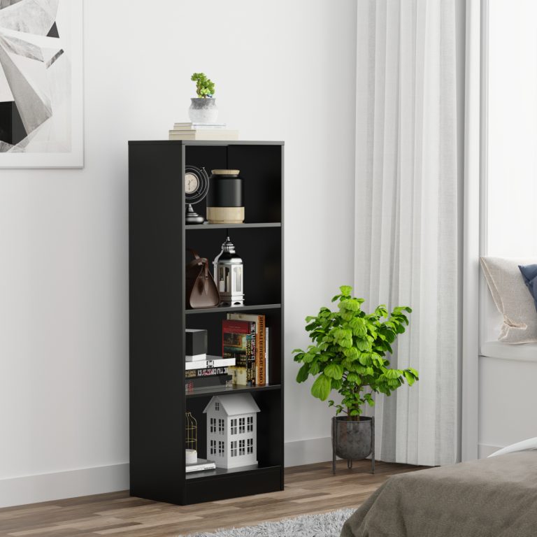 VDD – Vakkenkast – Vakken Kast – Vakkenkast Open – Wandkast – Vakkenkast Zwart – 50x30x130 cm – Zwart - alternatieve afbeelding