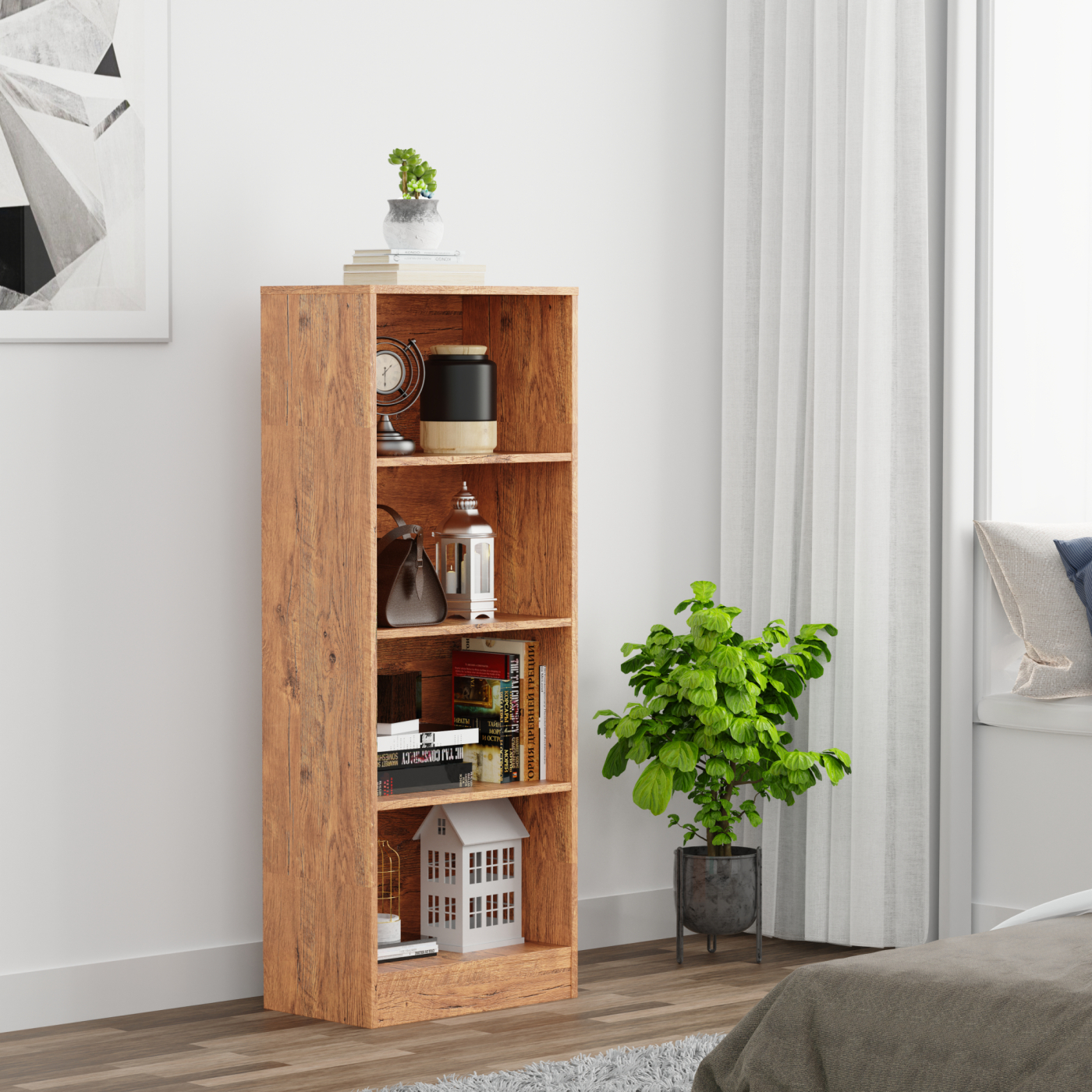 VDD – Vakkenkast – Vakkenkast Open – Wandkast – Vakkenkast Oak – 50x30x130 cm - alternatieve afbeelding