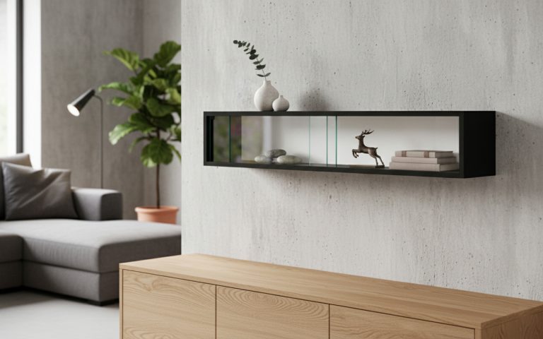 VDD Vitrinekast - Glazen Schuifdeuren - 95 x 18 x 12 cm - Zwart - alternatieve afbeelding