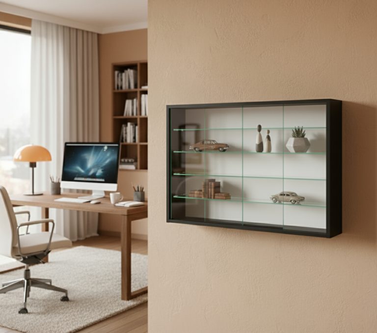 VDD Vitrinekast - Glazen Schuifdeuren - 75 x 55 x 14 cm - Zwart - alternatieve afbeelding