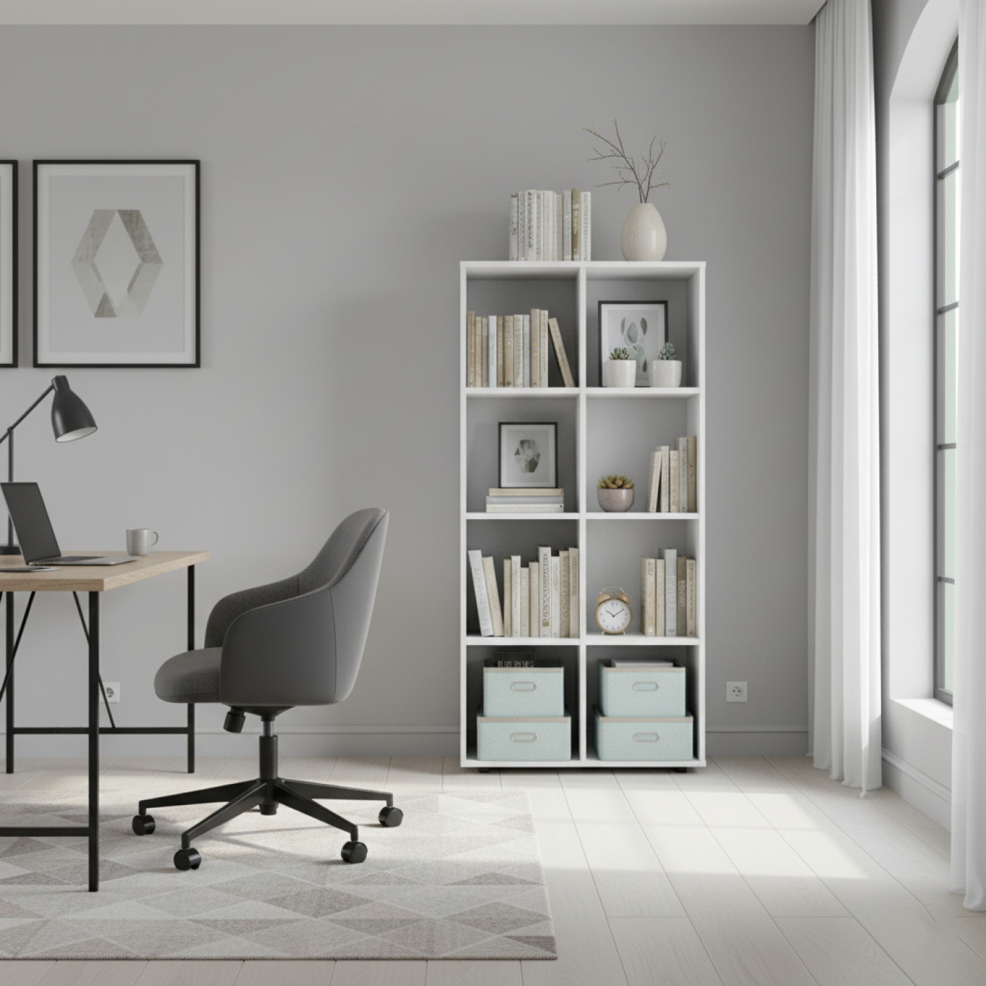 Vakkenkast Vakkie 8 open vakken opbergkast - boekenkast - wandkast – wit - alternatieve afbeelding