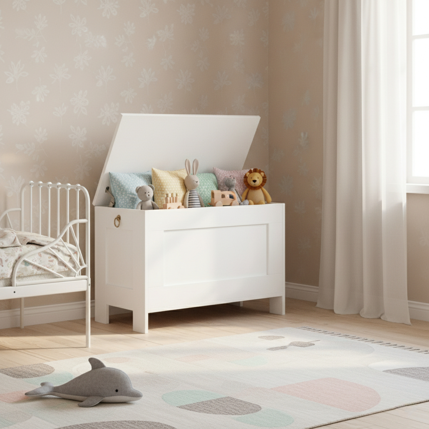 VDD - Opbergkist hout - speelgoedkist - dekenkist - wit - alternatieve afbeelding