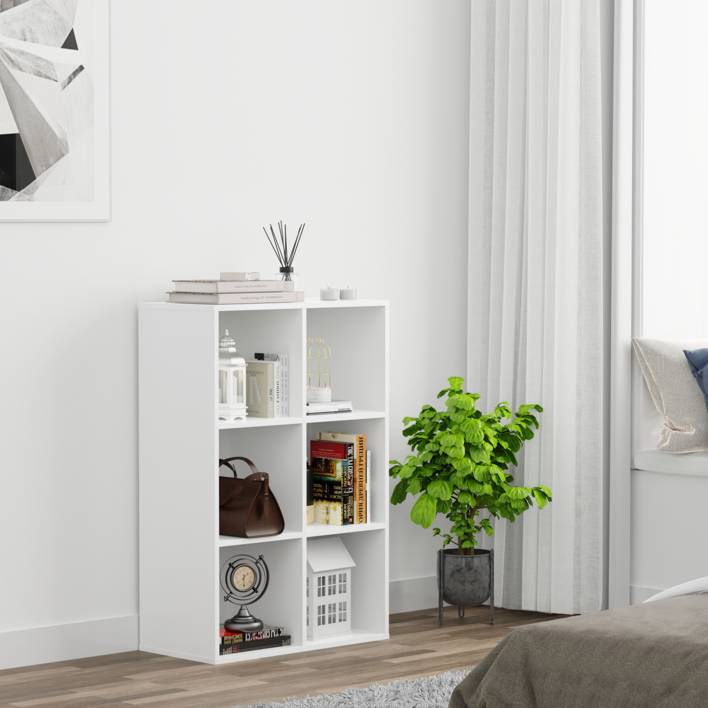 VDD - Vakkenkast - Vakken kast- Vakkenkast wit - Boekenkast - Wandkast - Boeken kast - Boekenkast wit - Wand kast - wit - alternatieve afbeelding