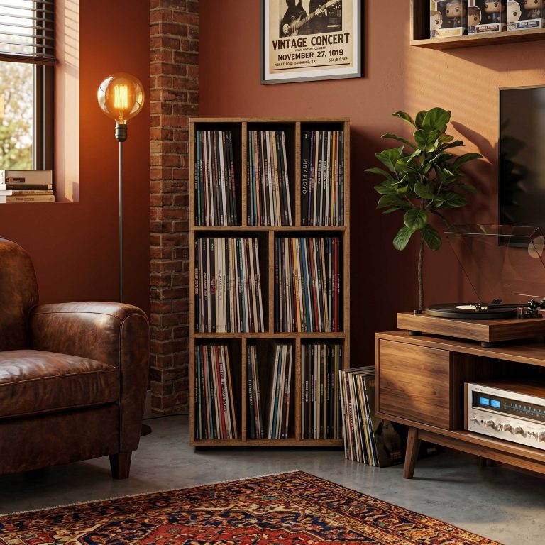 VDD Vinyl Opbergkast - Kast met 8 Vakken - 114 x 60 x 40 cm - Bruin - alternatieve afbeelding