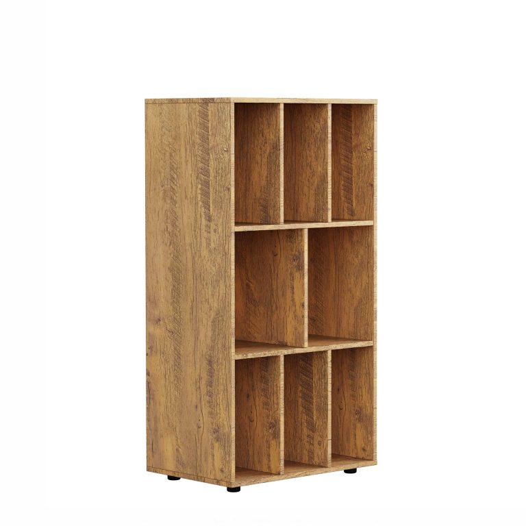VDD Vinyl Opbergkast - Kast met 8 Vakken - 114 x 60 x 40 cm - Bruin