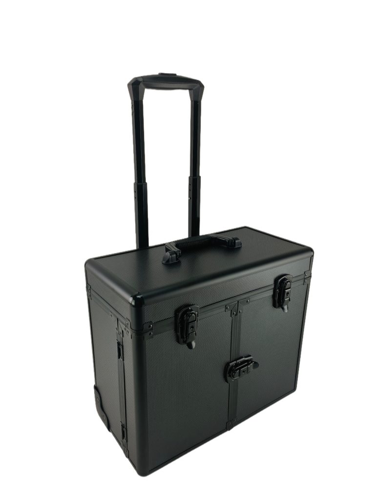 VDD - Kapperskoffer - kappers trolley - schmink visagie koffer trolley - verrijdbaar draagbaar - make up trolley zwart - kapperskoffer zwart