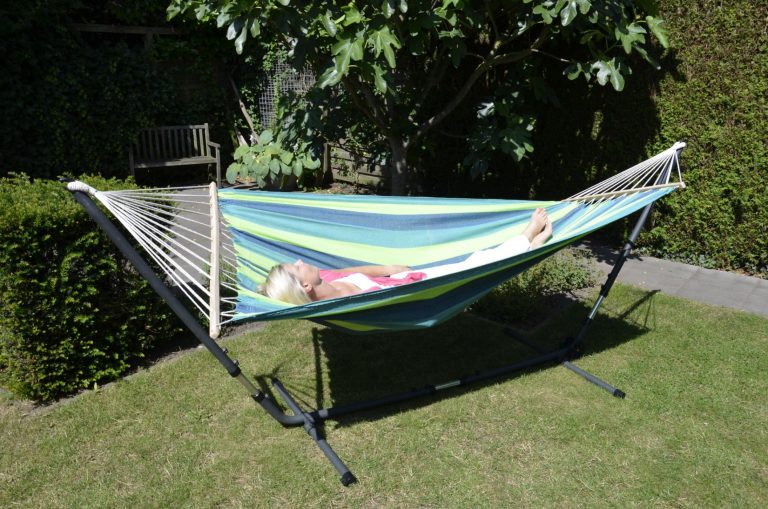 VDD Hangmat - 220 x 160m - Geschikt voor 2 pers. - Meerkleurig/Blauw - alternatieve afbeelding