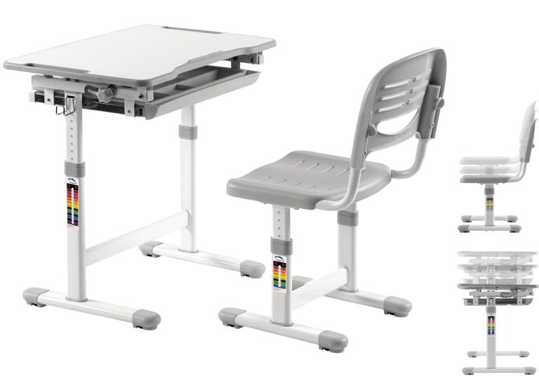 Kinderbureau tekentafel met bureaustoel - ergonomisch in hoogte verstelbaar - schooltafel - alternatieve afbeelding