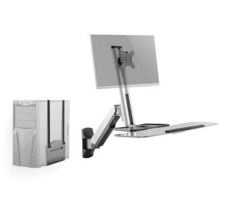 Zit sta bureau werkplek wandmontage - monitorbeugel toetsenbord desktop houder - alternatieve afbeelding