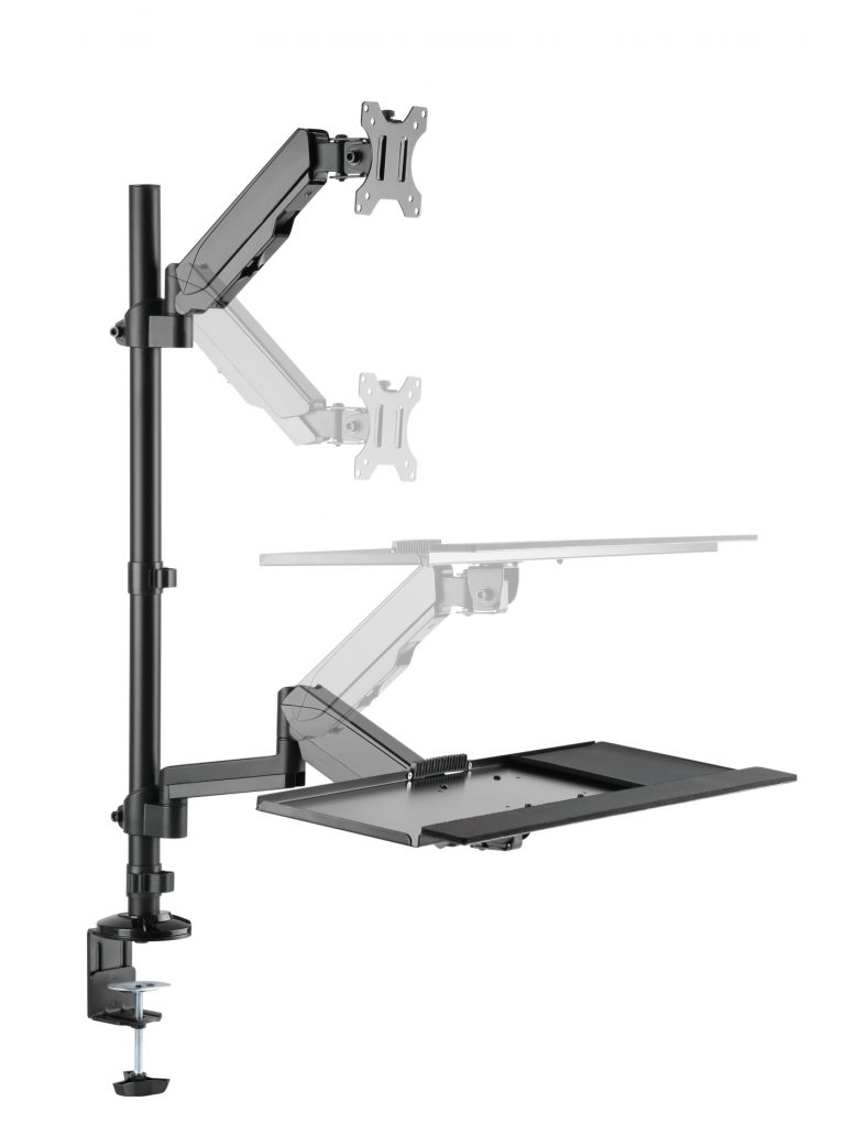 Zit sta werkplek - monitorbeugel toetsenbord bureausteun - werkstation computer - alternatieve afbeelding
