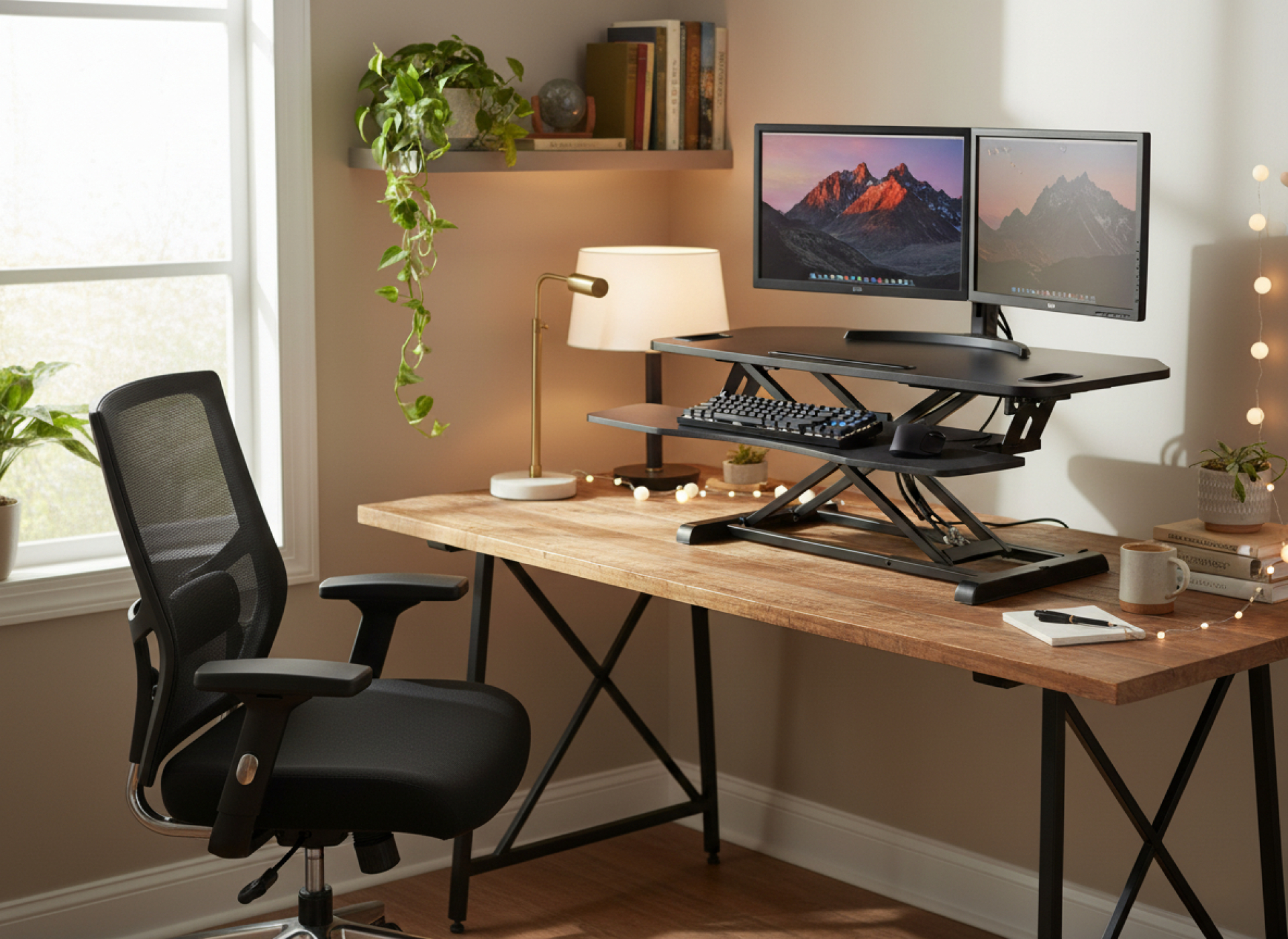 Bureau verhoger zit sta werkplek - ergonomisch hoogte verstelbaar bureau - 95 cm breed - alternatieve afbeelding