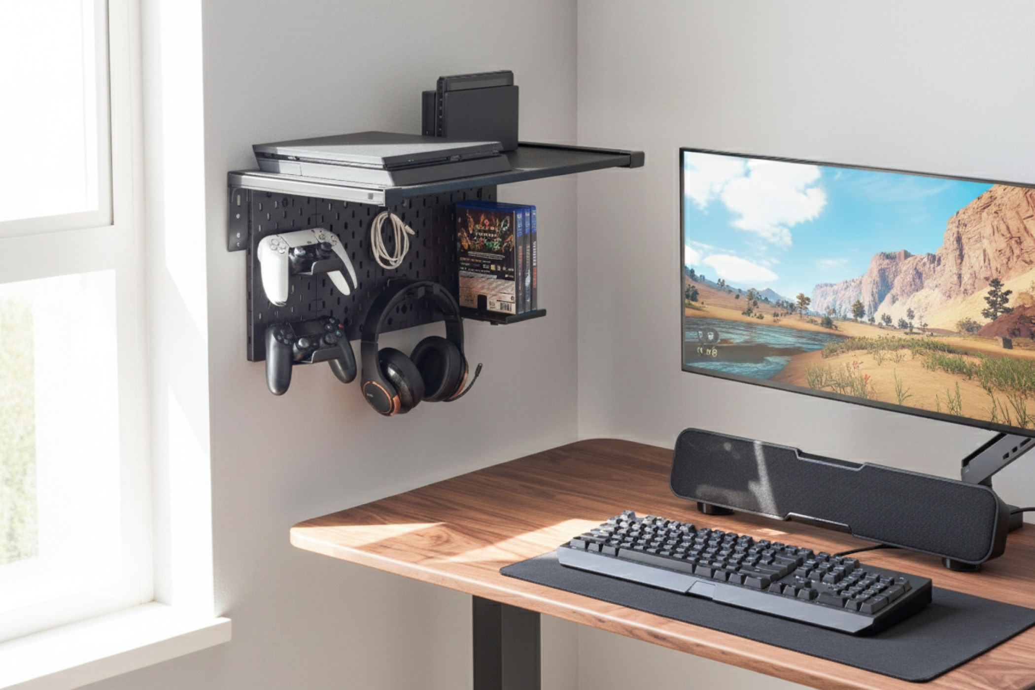 VDD - Mediaplank - opslag voor media - pegboard - zwart - Meubel-Plein VDD - Mediaplank - opslag voor media - pegboard - zwart - Meubel-Plein