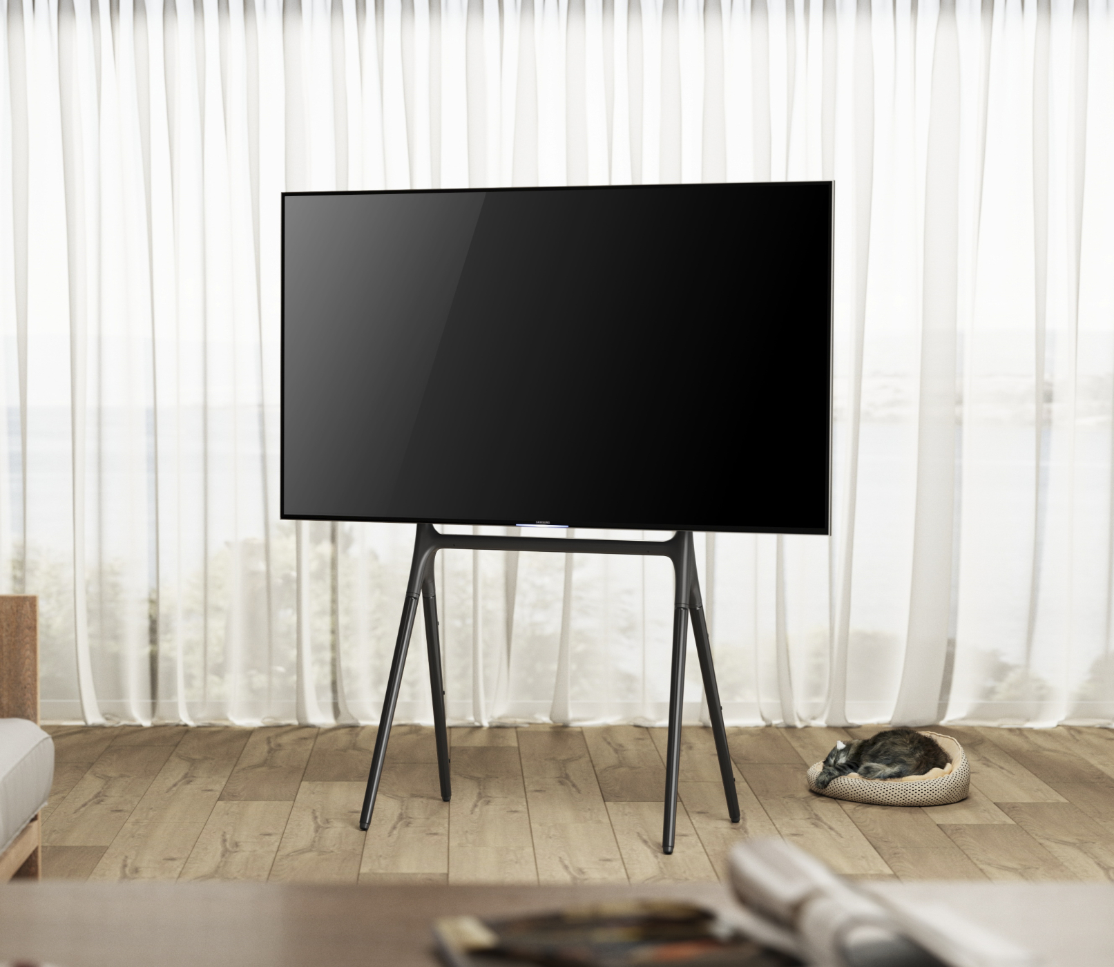 Tv beeldscherm vloerstandaard statief studio schildersezel design - tot 70 inch - alternatieve afbeelding