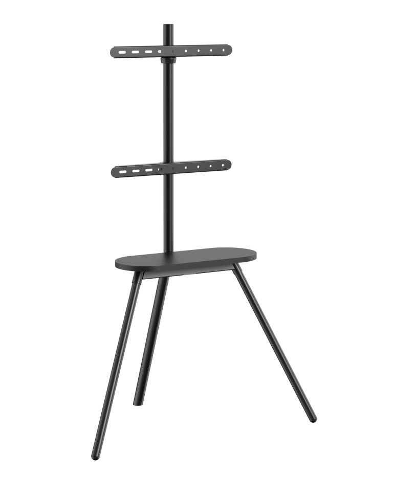 TV standaard - tv statief - tv voet - draaibaar - hoogte verstelbaar 134 cm tot 146 cm - zwart - Meubel-Plein