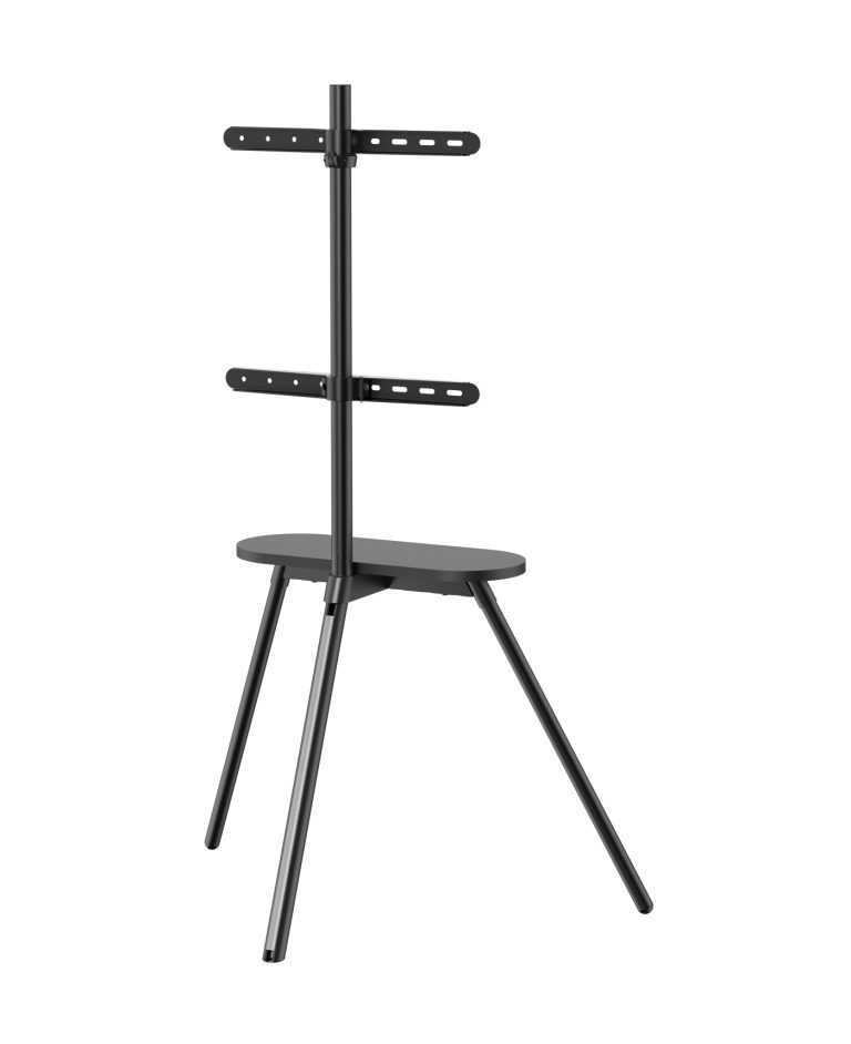 TV standaard - tv statief - tv voet - draaibaar - hoogte verstelbaar 134 cm tot 146 cm - zwart - Meubel-Plein