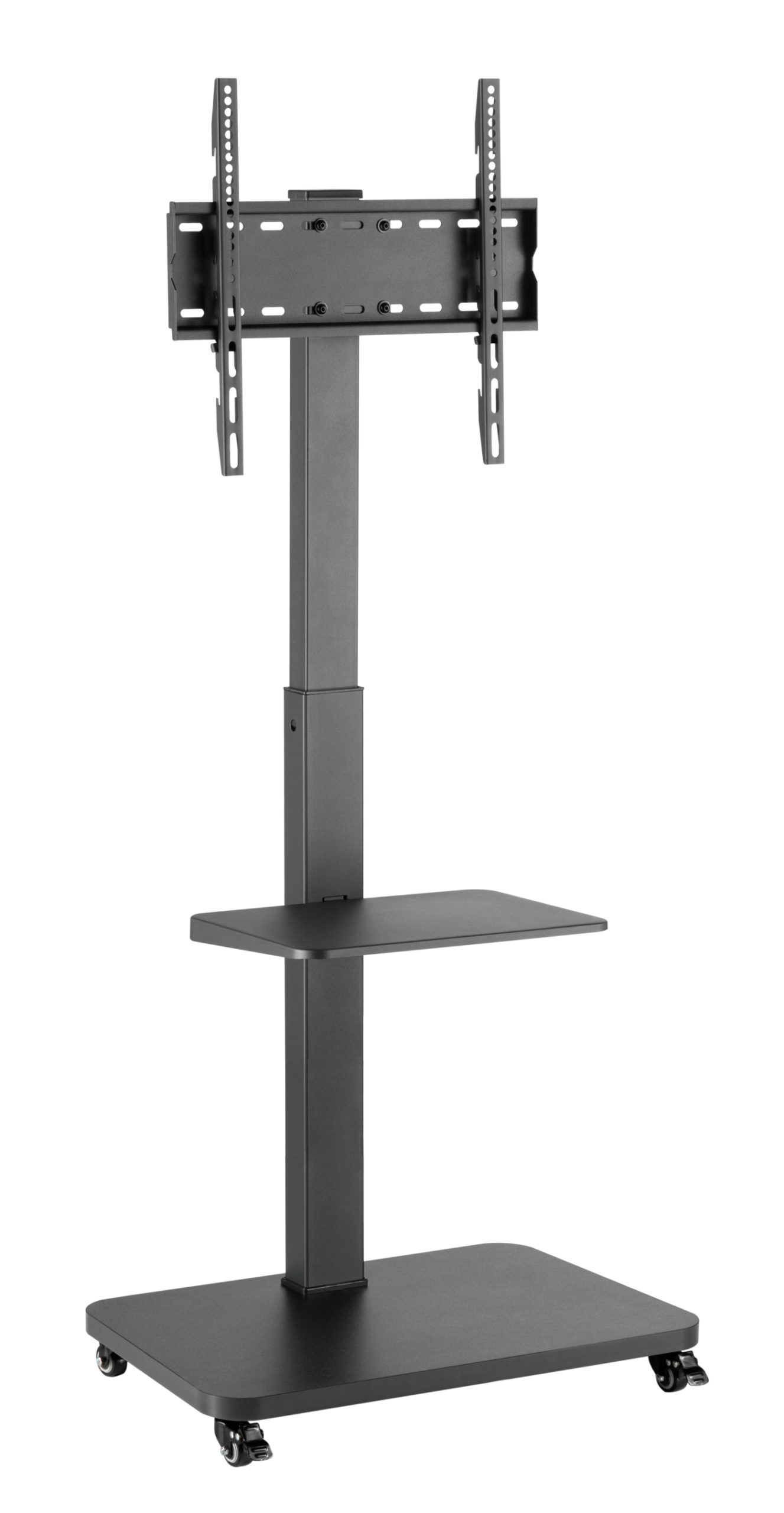 VDD - TV statief - TV statief verrijdbaar - TV statief zwart - TV standaard - TV statief met plank - TV standaard verrijdbaar - draaibaar - 32 inch tot 65 inch