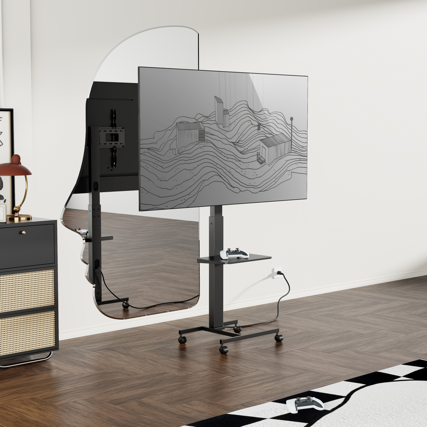 VDD TV standaard verrijdbaar - draaibaar - 37 inch tot 75 inch - alternatieve afbeelding