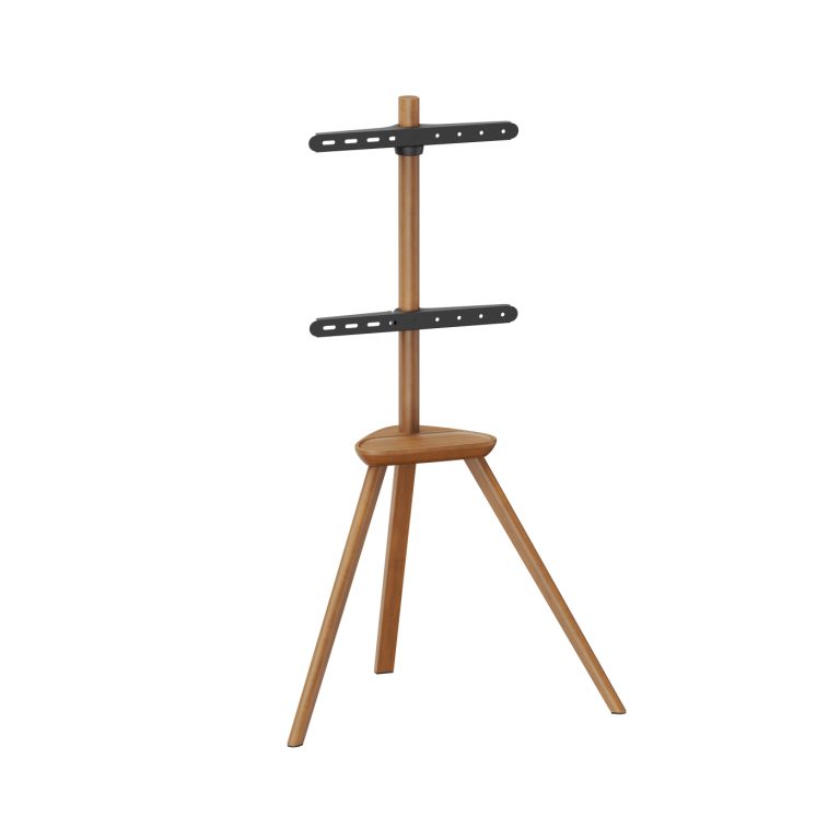 TV standaard - tv statief - tv voet - draaibaar - hoogte verstelbaar 134 cm tot 146 cm - zwart - Meubel-Plein