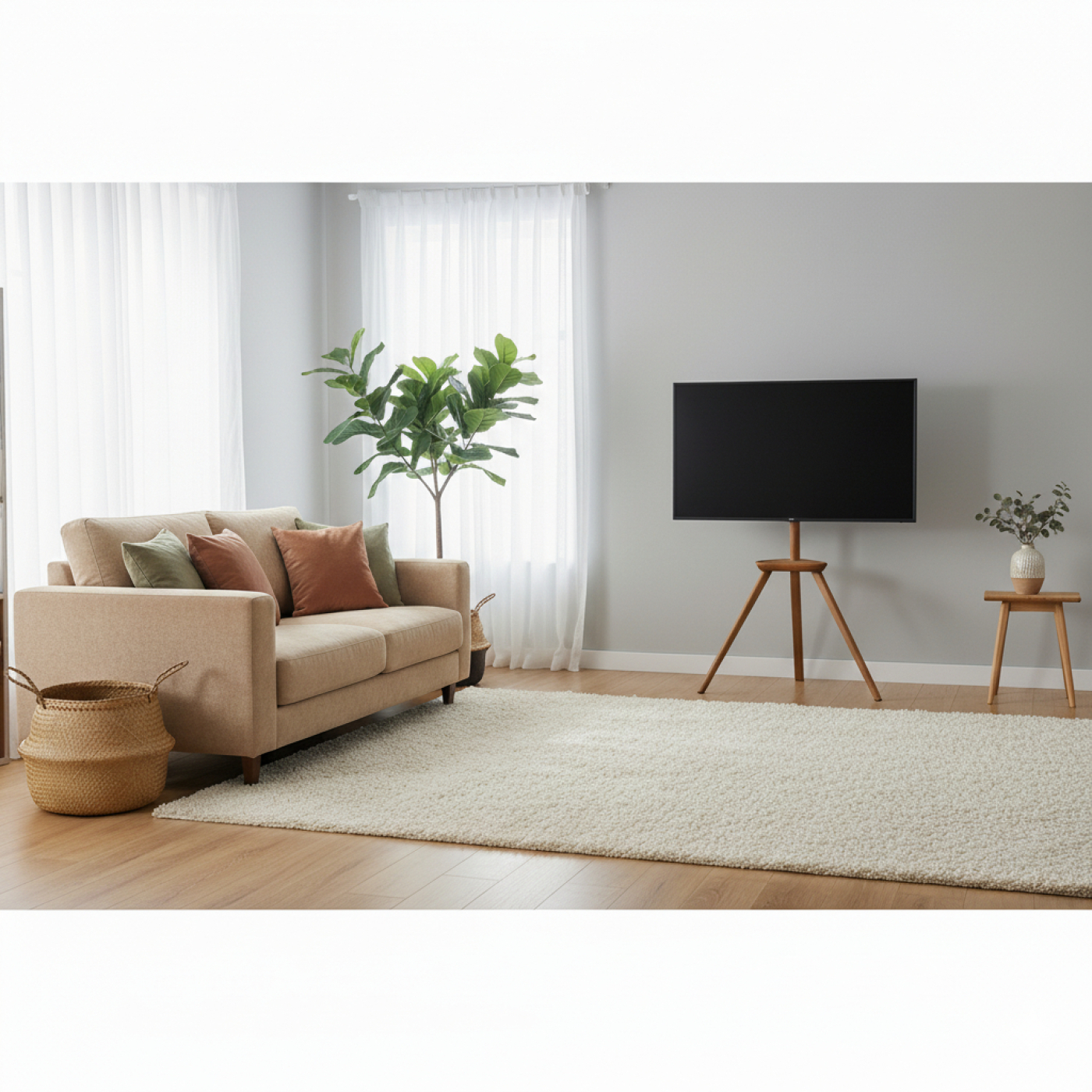 VDD TV Standaard - Vloerstandaard - Studio Statief - Schildersezel Design - Tot 65 inch - Bruin - alternatieve afbeelding