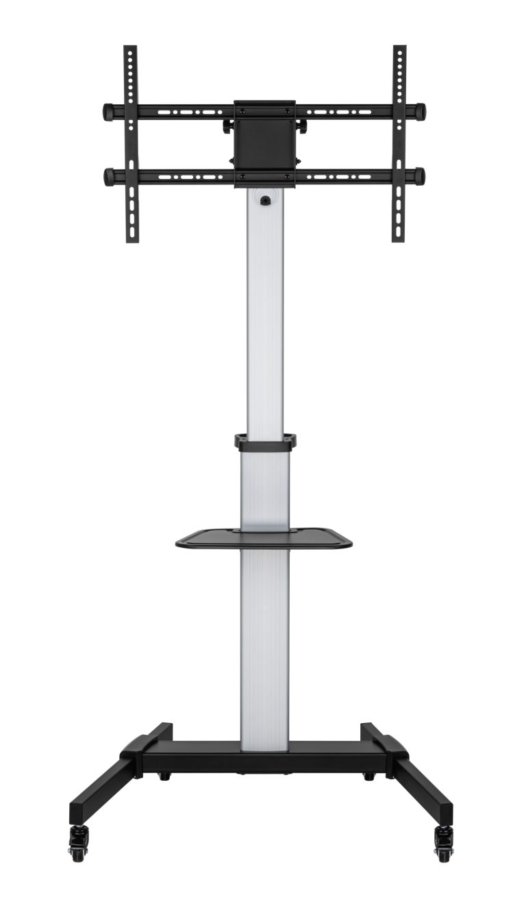 TV standaard - tv statief - tv voet - draaibaar - hoogte verstelbaar 134 cm tot 146 cm - zwart - Meubel-Plein