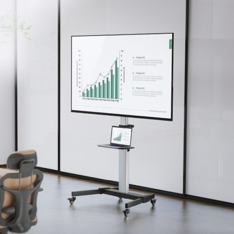 TV standaard - tv statief - tv voet - draaibaar - hoogte verstelbaar 134 cm tot 146 cm - zwart - Meubel-Plein