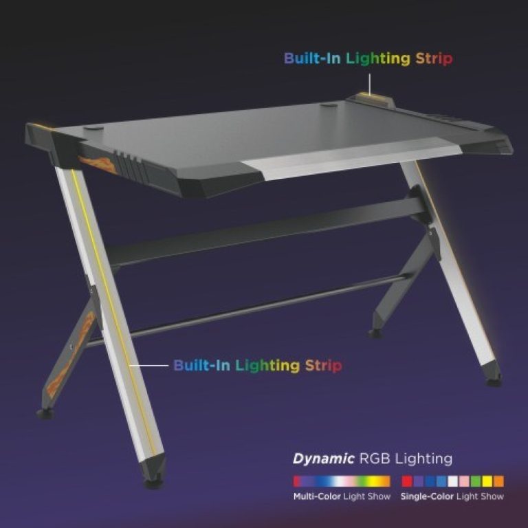 VDD Gaming Gamebureau Thomas - Met RGB LED Verlichting - Zwart/Zilver - alternatieve afbeelding