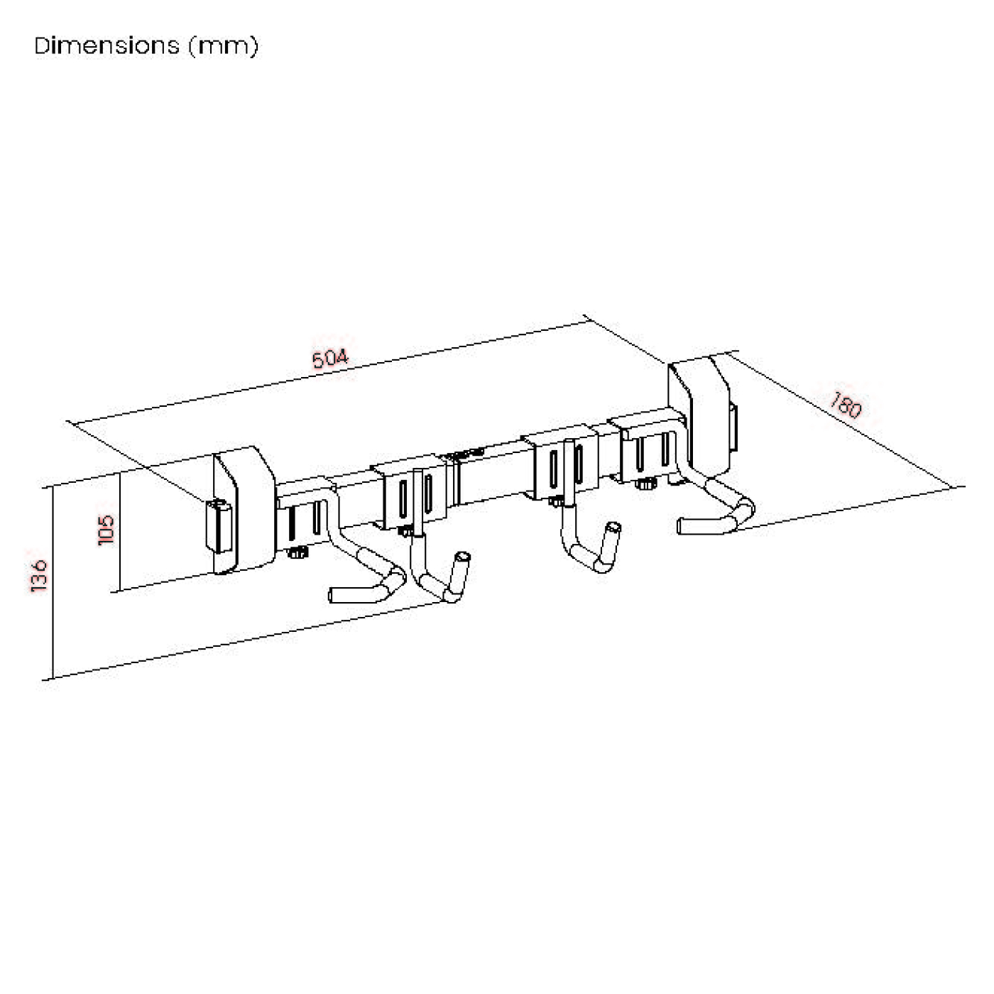 VDD Fiets Ophangsysteem - Muurbeugel Fiets - Fiets Ophangbeugel - Fietsenrek - Fietsbeugel - Ophangbeugel Voor 2 Fietsen - Zwart - alternatieve afbeelding