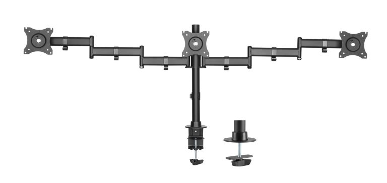 Monitorbeugel 3 beelschermen - monitorarm - tot 27 inch schermen - draaibaar kantelbaar roteerbaar