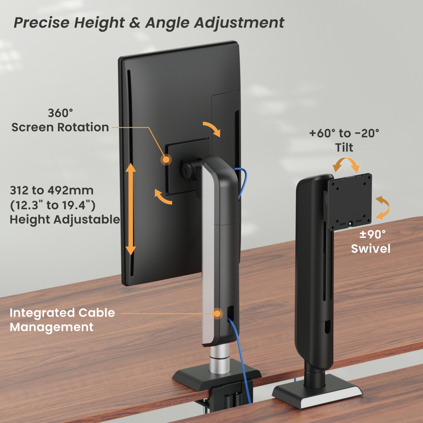VDD - monitormarm - hoogteverstelbaar - 1 monitor - klemmend - alternatieve afbeelding