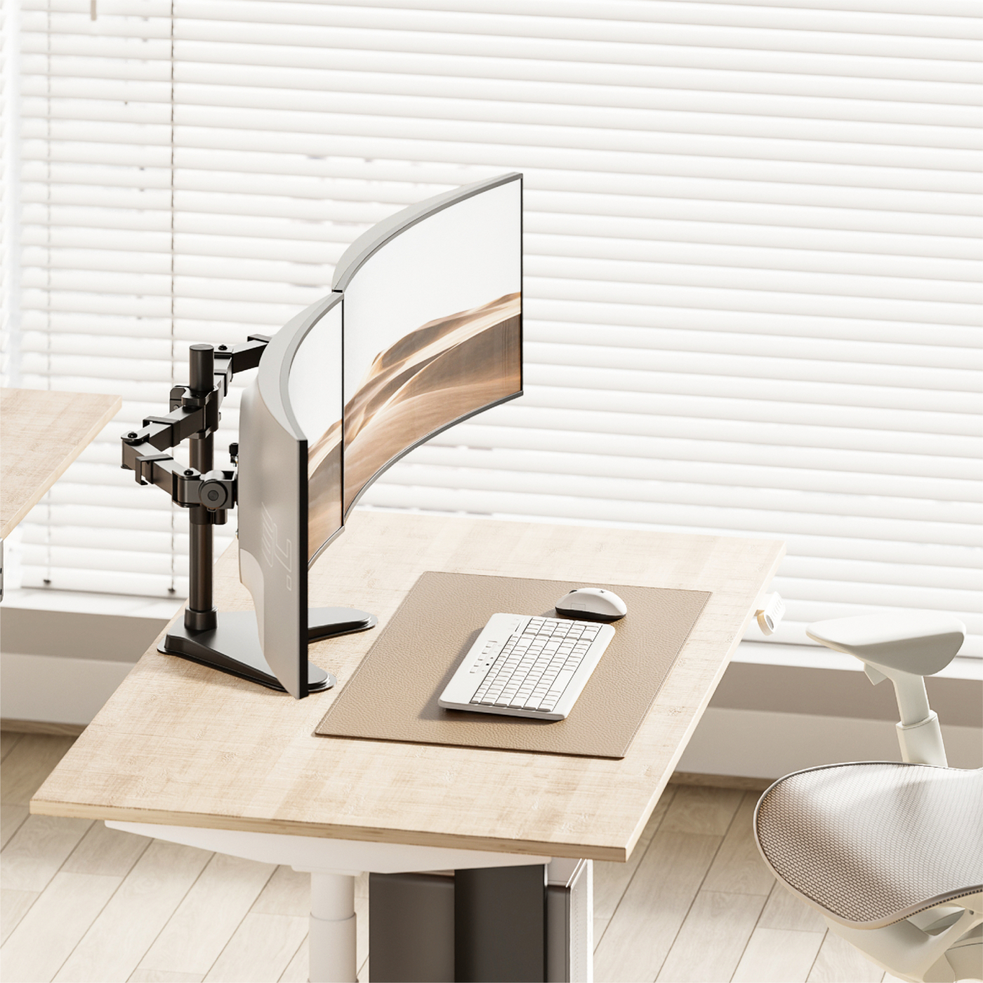 VDD - monitorarm - 2 schermen - heavy duty - met voet - alternatieve afbeelding