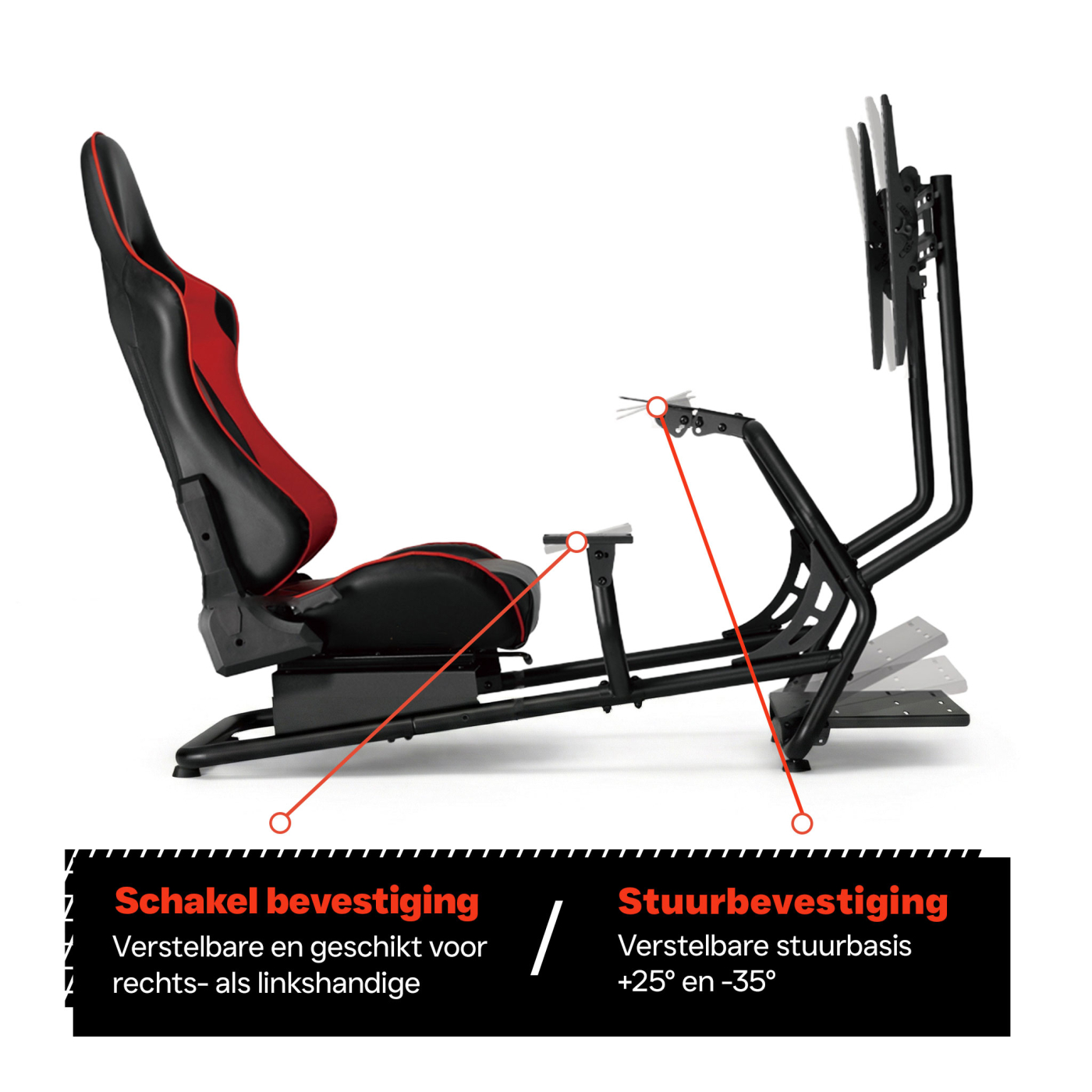 Racestoel cockpit simulator - volledig verstelbaar met beeldscherm bevestiging - Meubel-Plein Racestoel cockpit simulator - volledig verstelbaar met beeldscherm bevestiging - Meubel-Plein