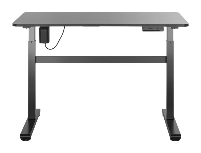 Bureau laptop computer tafel Stoer - industrieel vintage - zwart metaal bruin hout - Meubel-Plein