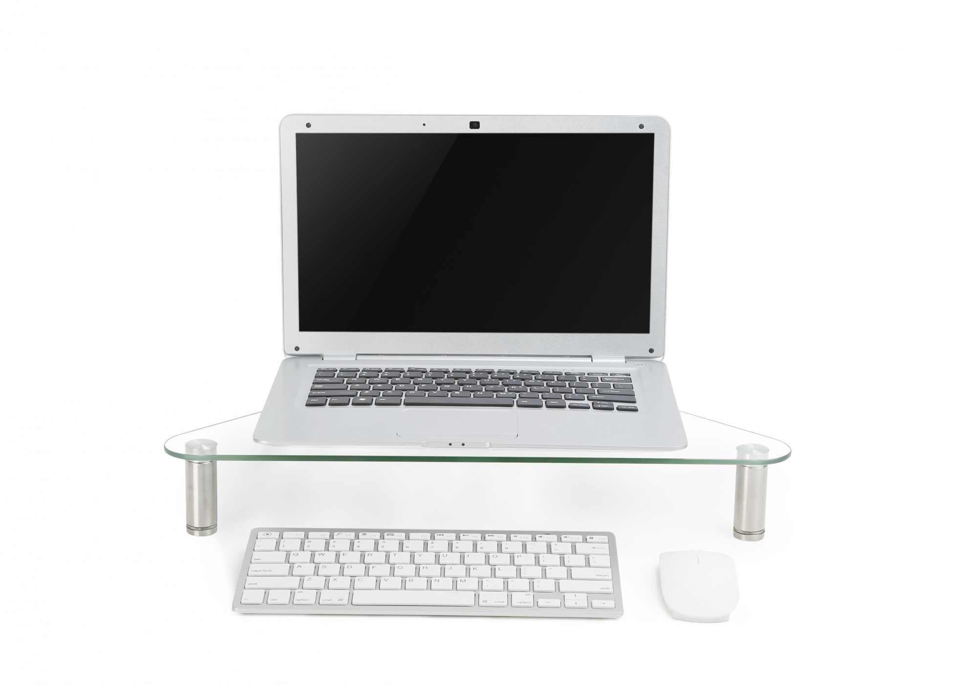 Beeldscherm monitor verhoger hoekmodel driehoek verstelbaar aluminium glas - alternatieve afbeelding