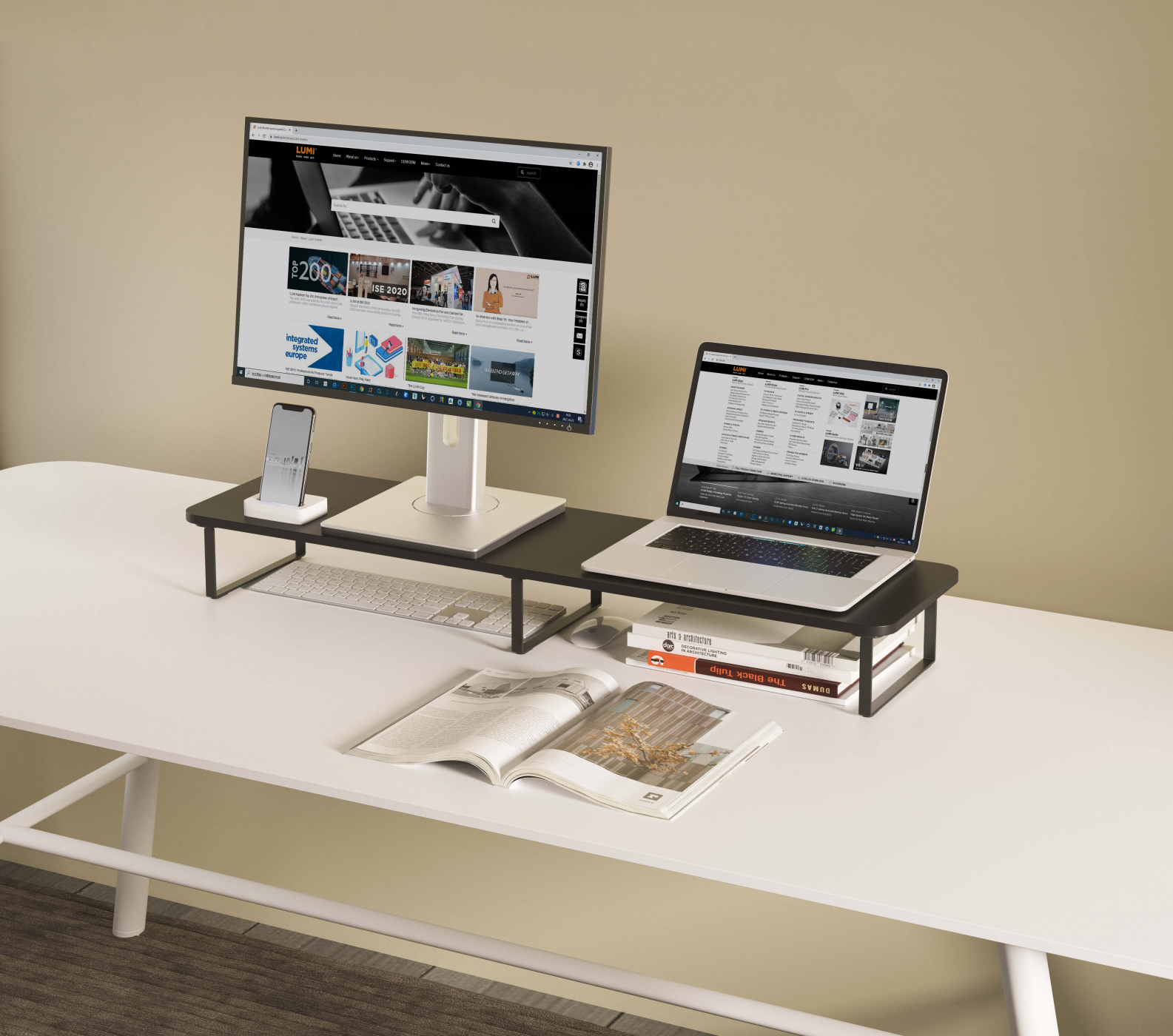 Monitor beeldscherm verhoger - 100 cm breed - Meubel-Plein Monitor beeldscherm verhoger - 100 cm breed - Meubel-Plein