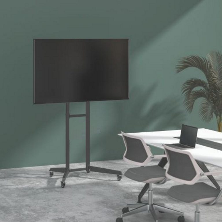 Tv monitor standaard statief verrijdbaar - hoogte instelbaar en kantelbaar - 166 cm hoog - alternatieve afbeelding
