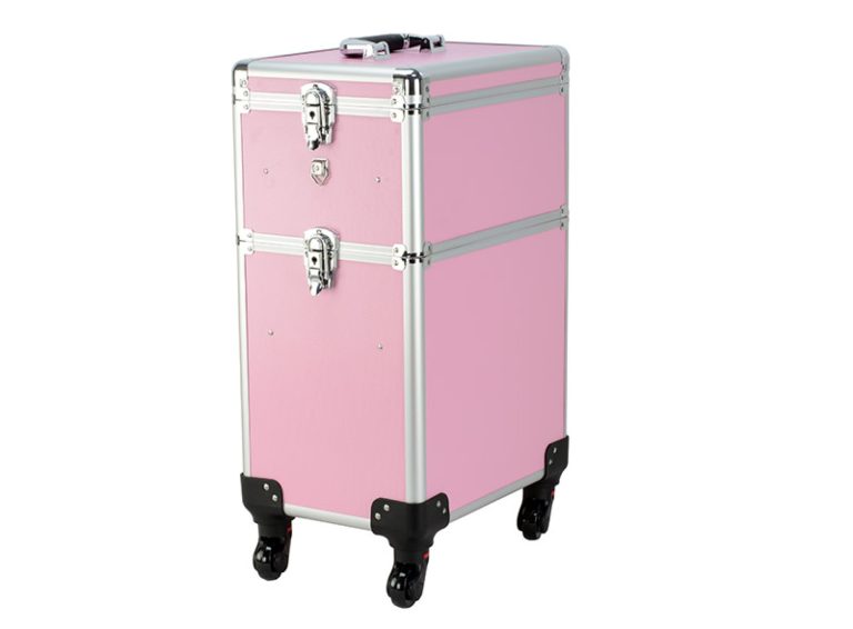 Kapperskoffer trolley - visagie make up nagel koffer - schminkkoffer - beauty case - roze