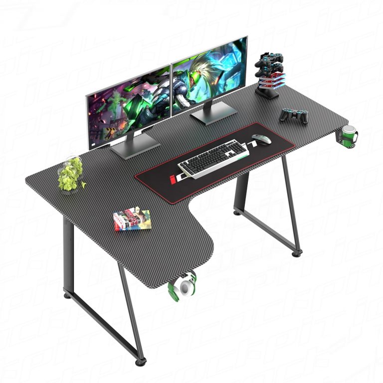 VDD Gaming Gamebureau Hugo - Hoekbureau met Carbon Fiber - Links