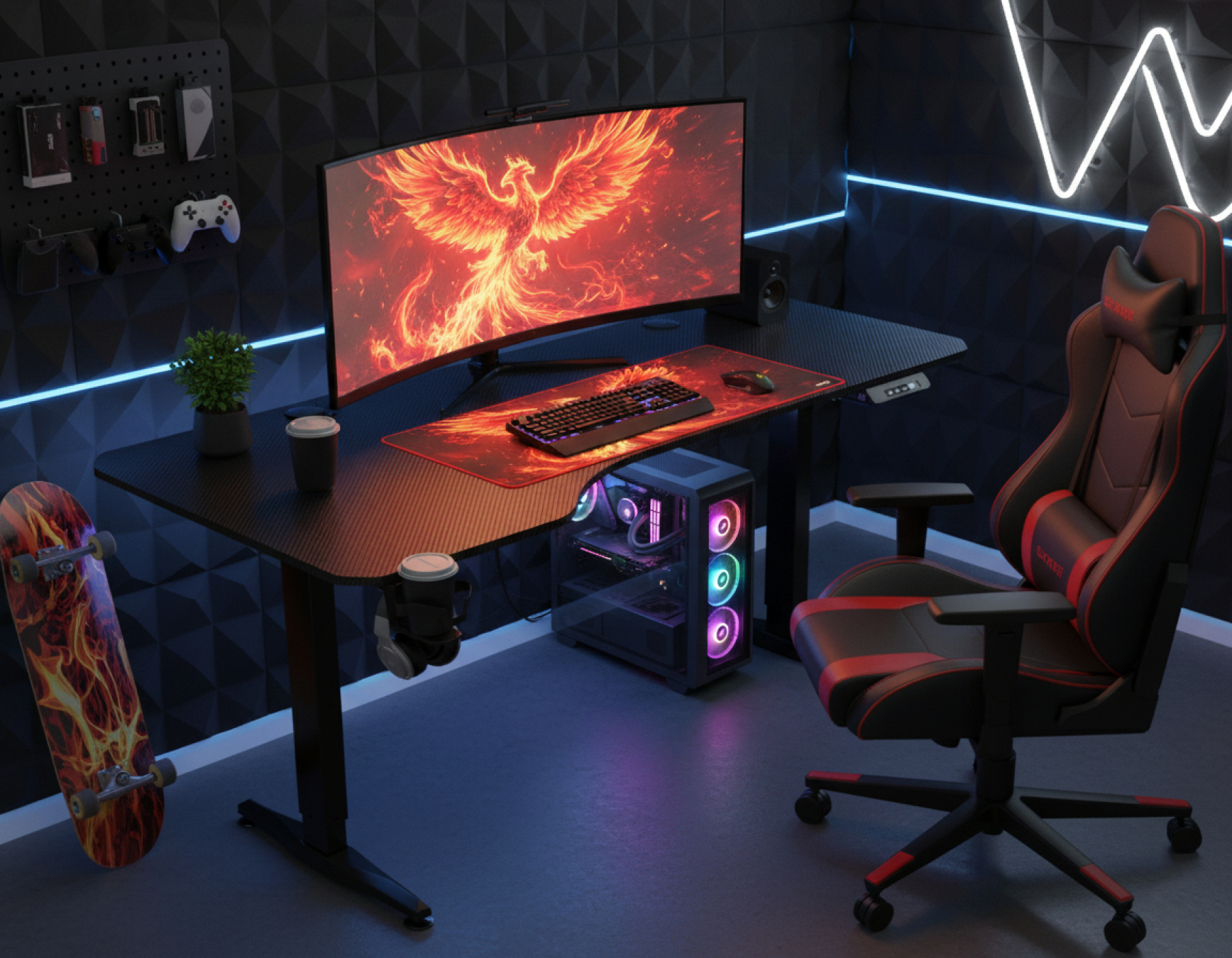 VDD Gaming - Bureau zit sta elektrisch in hoogte verstelbaar - game bureau - 160 x 75 cm - Meubel-Plein VDD Gaming - Bureau zit sta elektrisch in hoogte verstelbaar - game bureau - 160 x 75 cm - Meubel-Plein