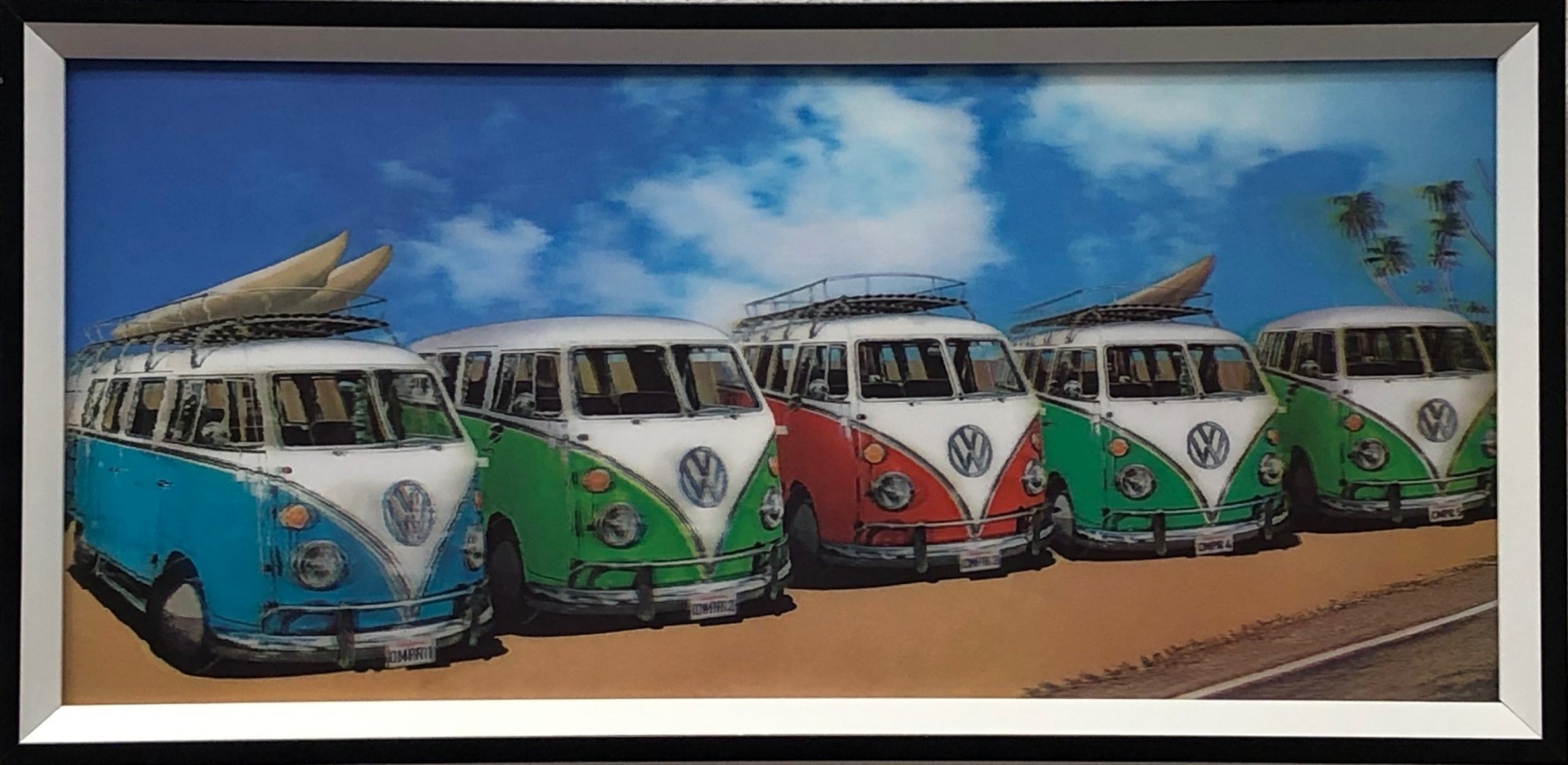 VW volkswagen retro vintage bus 3D holografisch schilderij SET van 2 stuks - alternatieve afbeelding